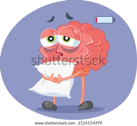 
Tired Brain Feeling Exhausted Suffering from Insomnia Vector Illustration. Active mind unable to fall asleep from over-thinking and sensory overload stimulation 
