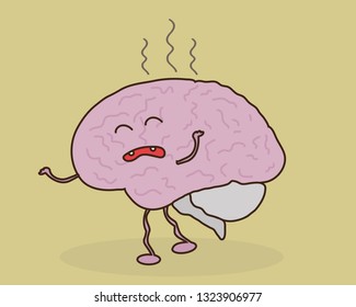 Tired brain swears. Vector illustration.