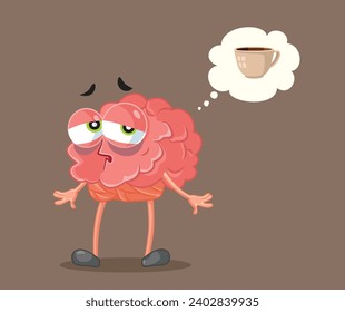 
Tired Brain Thinking of Coffee Vector Cartoon Illustration
Sleepy mind in need for an energy boosting caffeine beverage
