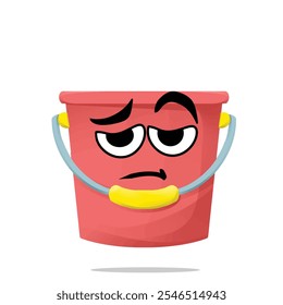 tired bucket mascot character illustration. cute and playful concept. furniture, tools, woodworking, restoration, repair and carpentry themes