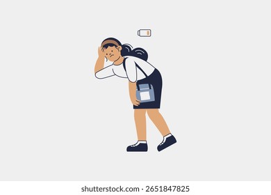 Tired Business Woman Walk Illustration