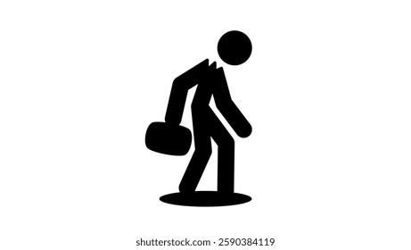 Tired businessman figure , black isolated silhouette