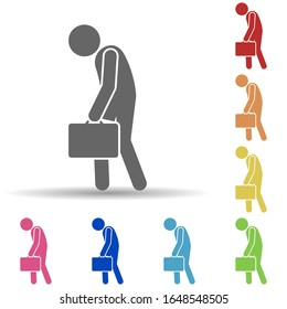 Tired businessman in multi color style icon. Simple glyph, flat vector of mobile banking icons for ui and ux, website or mobile application