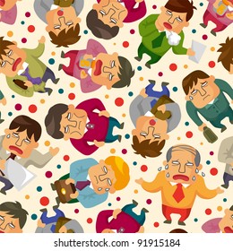 Tired businessman seamless pattern