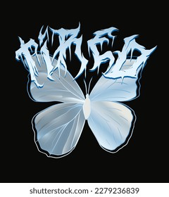 Tired. Butterfly Trendy Urban Streetwear Design in Luxury, Edgy and Brutalist Style