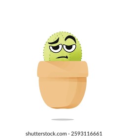 tired cactus mascot illustration for design. cute and playful concept.  wild, bloom, nature, thorny, desert, and plant themes themes