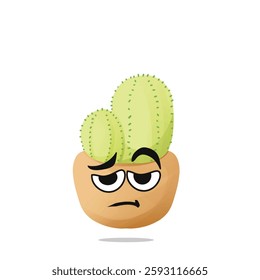 tired cactus mascot illustration for design. cute and playful concept.  wild, bloom, nature, thorny, desert, and plant themes themes