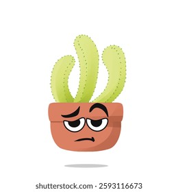 tired cactus mascot illustration for design. cute and playful concept.  wild, bloom, nature, thorny, desert, and plant themes themes