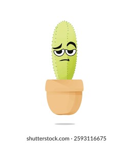 tired cactus mascot illustration for design. cute and playful concept.  wild, bloom, nature, thorny, desert, and plant themes themes