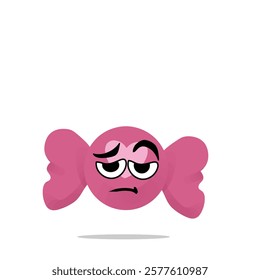 tired candy of love mascot illustration for design. cute and playful concept. sweethearts, romantic, couples, partner, young, and connected themes