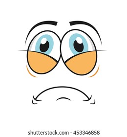 tired cartoon face icon, vector illustation character