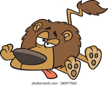 tired cartoon lion