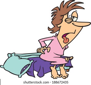 Tired Cartoon Woman Getting Out Bed Stock Vector (Royalty Free ...