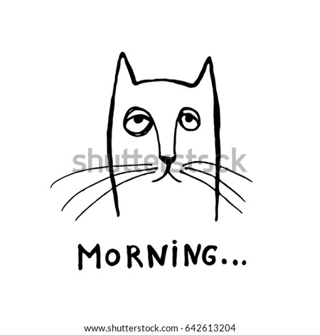 Tired cat. Sketch vector illustration.