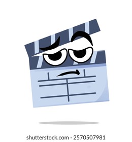 tired clapperboard mascot vector illustrations. fun and playful concept. hobby, interest, creative, entertainment, film, movie, industry and cinema themes