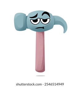 tired claw hammer character illustration. cute and playful concept. furniture, tools, woodworking, restoration, repair and carpentry themes