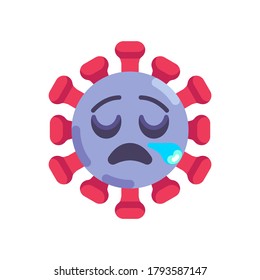 Tired coronavirus emoticon flat icon, vector sign, Virus sleepy face colorful pictogram isolated on white. Symbol, logo illustration. Flat style design