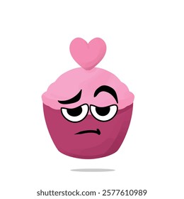 tired cupcake of love mascot illustration for design. cute and playful concept. sweethearts, romantic, couples, partner, young, and connected themes