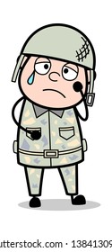 Tired - Cute Army Man Cartoon Soldier Vector Illustration