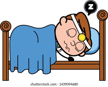 Tired Doctor Sleeping - Professional Cartoon Doctor Vector Illustration