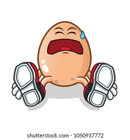 tired egg mascot vector cartoon illustration