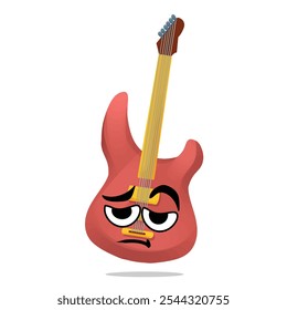 tired electric guitar mascot illustration. fun and playful concept. hobby, interest, lifestyle, song, singer, sound, and music themes