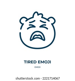 Tired emoji icon. Linear vector illustration from emoji collection. Outline tired emoji icon vector. Thin line symbol for use on web and mobile apps, logo, print media.