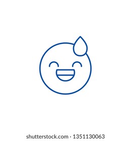 Tired emoji line icon concept. Tired emoji flat  vector symbol, sign, outline illustration.