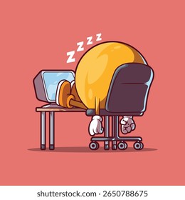 Tired Emoji Napping at Work Desk vector illustration. Work, mascot design concept.