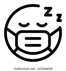 Tired emoji sleeping with the mask to avoid contagious disease
