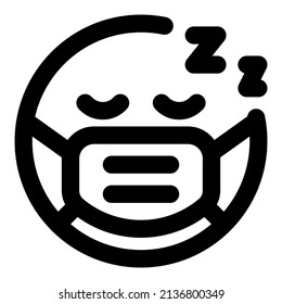 Tired emoji sleeping with the mask to avoid contagious disease