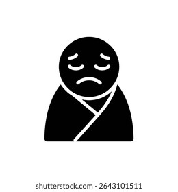 Tired emoji wrapped in sheet showing fatigue and exhaustion