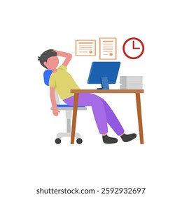 Tired Employee cartoon character vector illustration