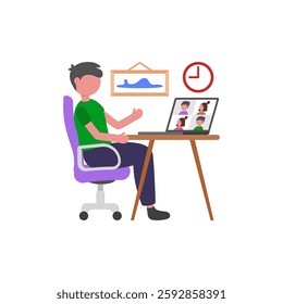 Tired Employee, Flat Vector Illustration
