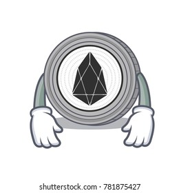 Tired EOS coin character cartoon