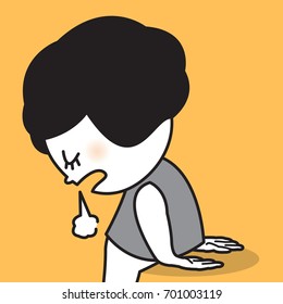 Tired Exhausted Asian Young Woman Sitting and Relaxing Concept Card Character illustration