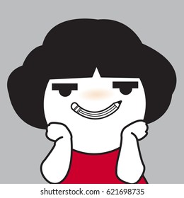 Tired Exhausted Girl Officer Smiling With Her Pencil Shape Mouth Concept Card Character illustration