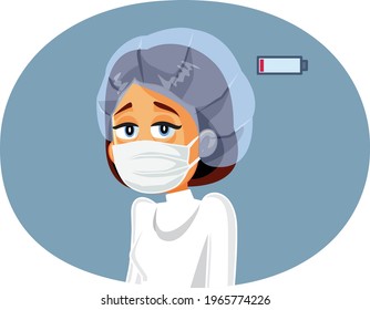 Tired Exhausted Medical Doctor Vector Illustration. Medical practitioner suffering from burnout syndrome during pandemic outbreak
