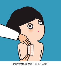 Tired Exhausted Woman Patch Testing For Skin Allergies By Dermatologist Doctor Concept Card Character illustration