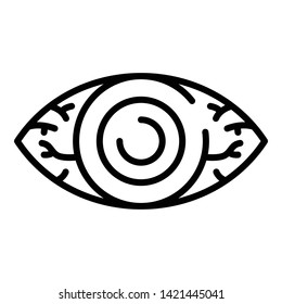 Tired eye icon. Outline tired eye vector icon for web design isolated on white background