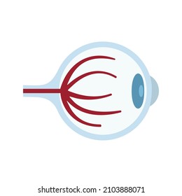 Icono de globo ocular. Ilustración plana del ícono vectorial del globo ocular cansado aislado en fondo blanco