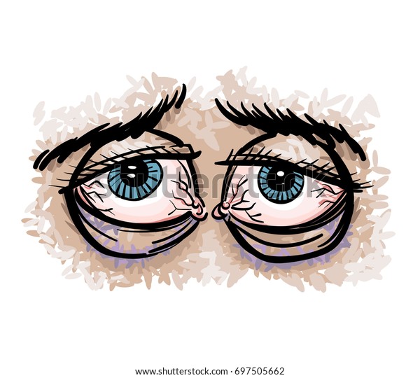 Tired Eyes Cartoon Hand Drawn Image Stock Vector Royalty