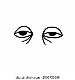 Tired Eyes Symbol. Tattoo Design. Vector Illustration.
