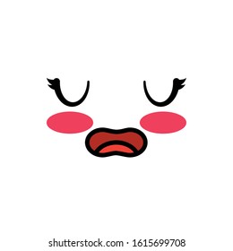 tired face cartoon design, Kawaii expression cute character funny and emoticon theme Vector illustration