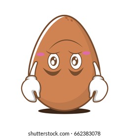 Tired face egg cartoon character vector illustration