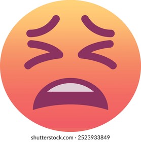 Ícone de emoji de rosto cansado. Cores modernas, elemento popular que expressa cansaço e sonolência, frequentemente usadas nas mídias sociais. Emoticon, elemento isolado.