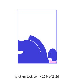 Tired, fallen, resting man with his tongue out. Vector illustration