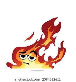 tired fire mascot illustration for design. cute and playful concept.  flame, burning, hot, inferno, danger, energy, and firestorm themes themes