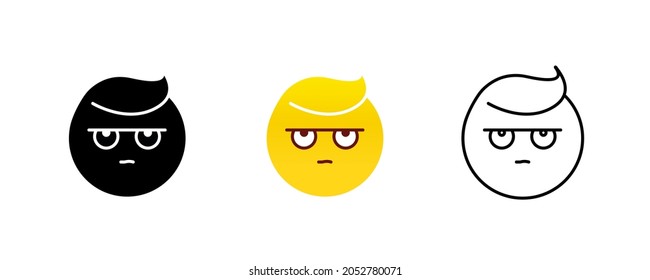 Tired, frowning and eyes up emoji. Emoticon vector icon set. Save icon vector. Editable row set. Silhouette, colored, linear icon set. Logo-web, icon design element.