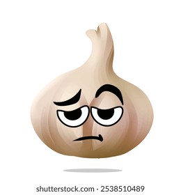 tired garlic mascot character illustration. cute, playful, tasty, and delicious concept. traditional asian herbs, indonesian culinary, plant, medicine, and spices themes 